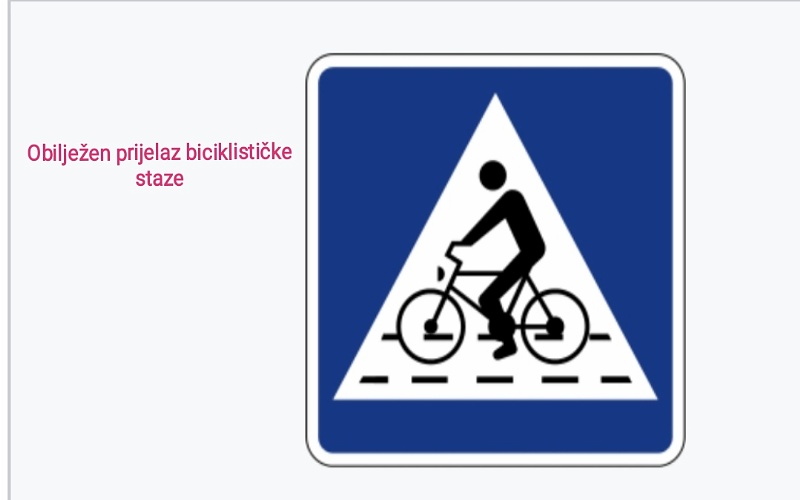 Saobračajni znak obavijesti za biciklističku stazu